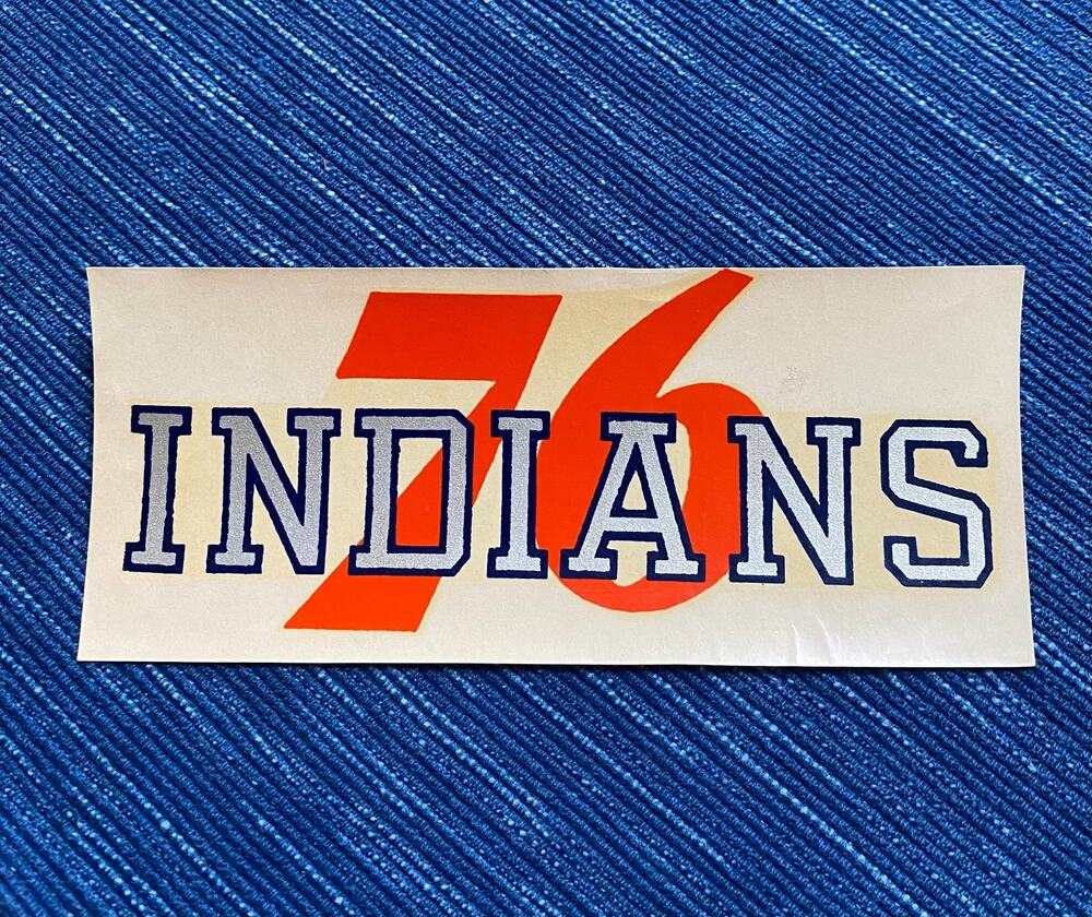 Vintage Union 76 Oil Indians Decal Label Gas Station Travel Souvenir Advertising